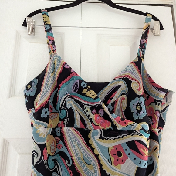 Y2K Vintage Esprit Paisley Print Asymmetrical Fairy Dress Rainbow 14 - Picture 10 of 13